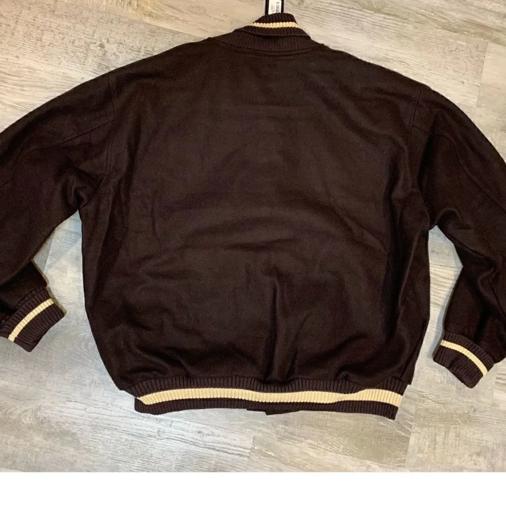 NWT Harley Davidson Museum Milwaukee brown wool varsity jacket
